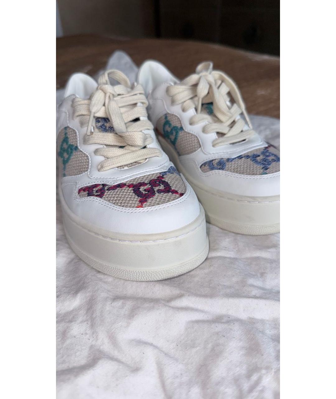 GUCCI Белые текстильные кроссовки, фото 5