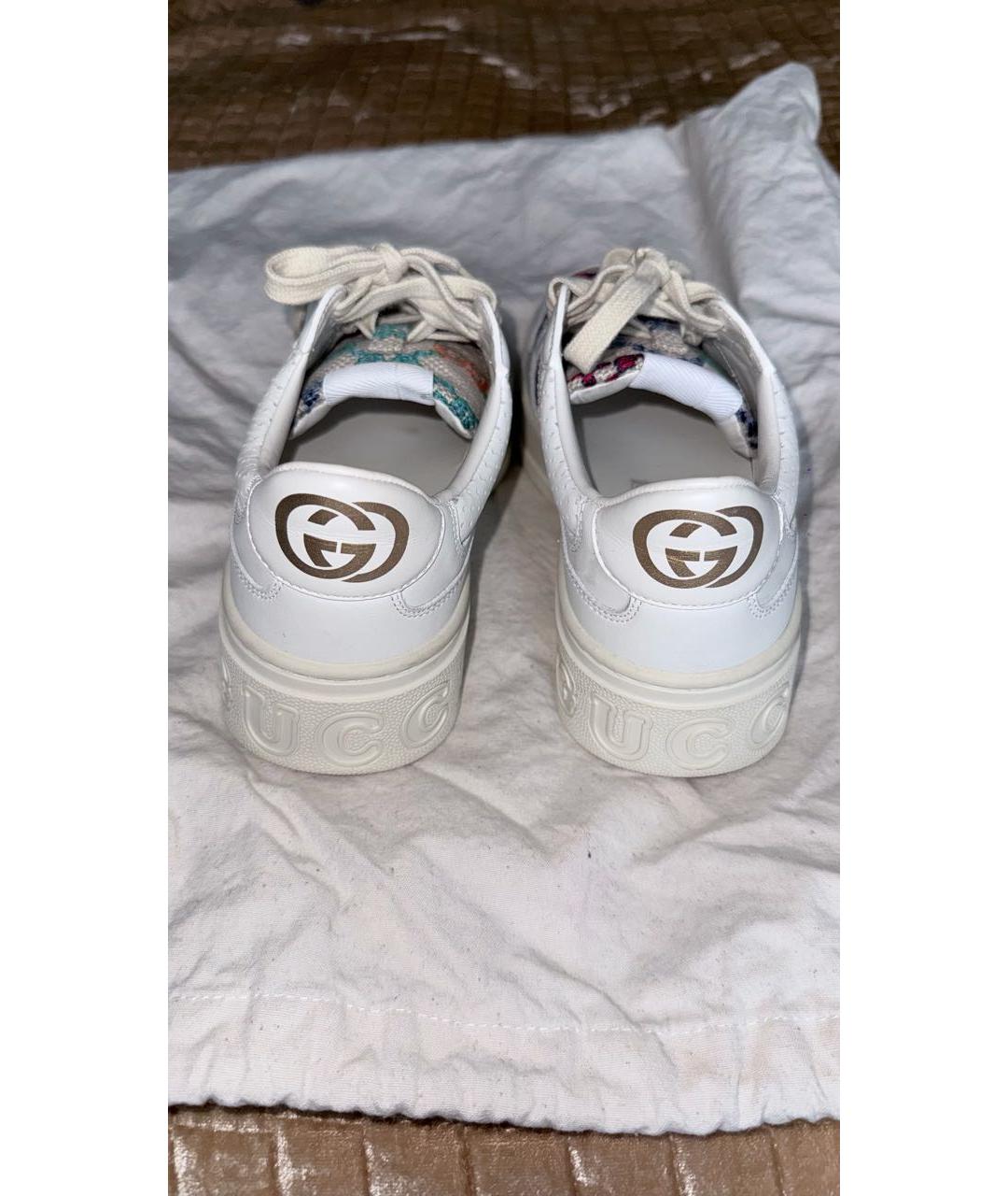 GUCCI Белые текстильные кроссовки, фото 3