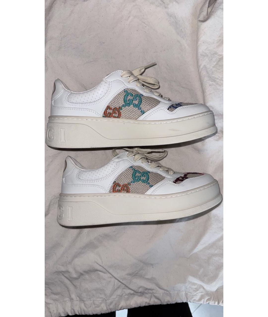 GUCCI Белые текстильные кроссовки, фото 9