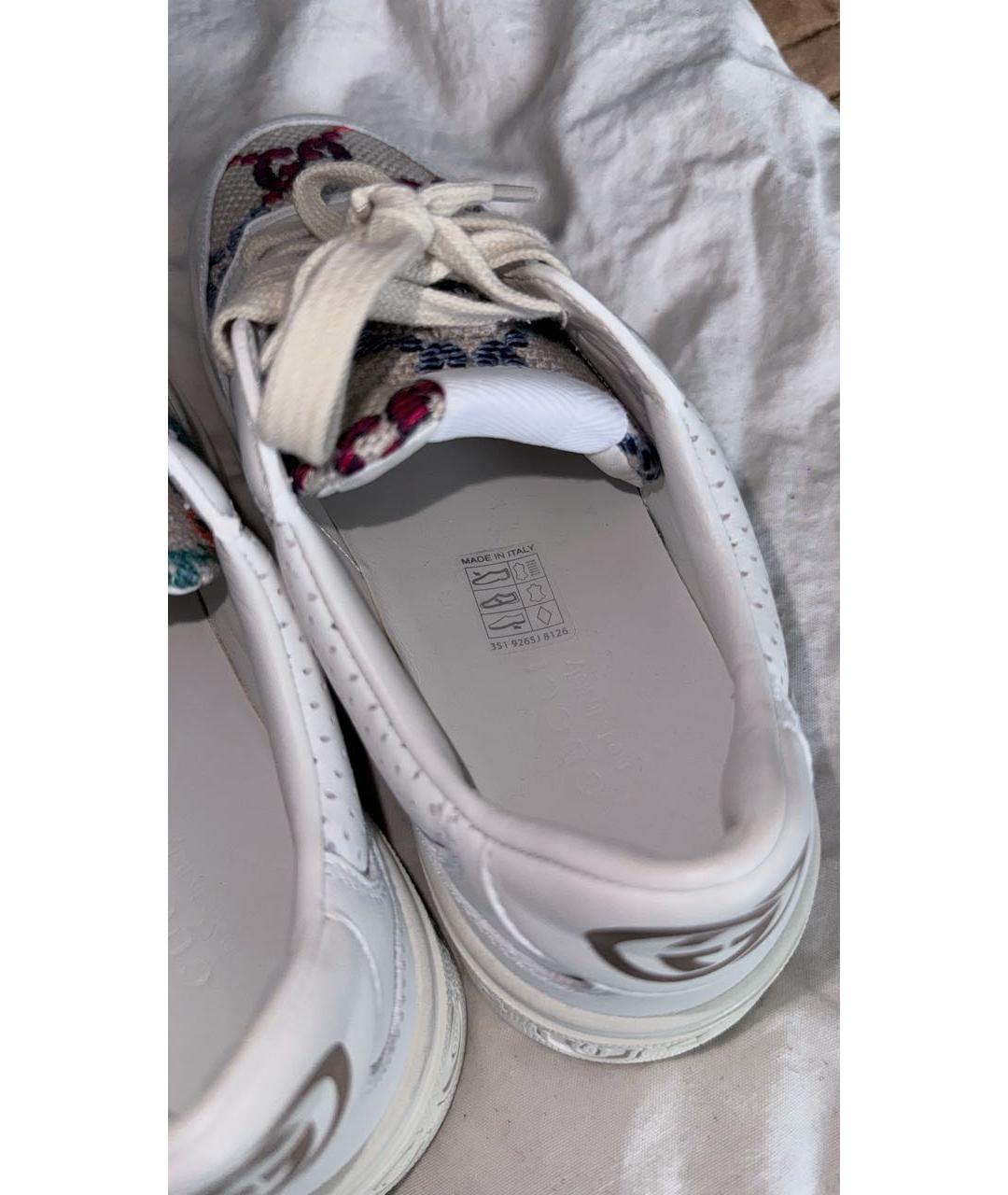 GUCCI Белые текстильные кроссовки, фото 4