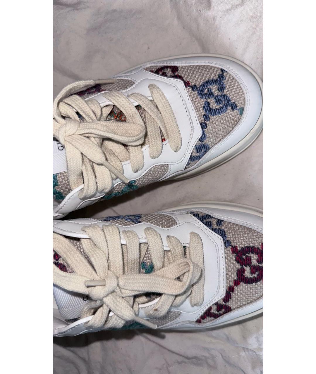 GUCCI Белые текстильные кроссовки, фото 6