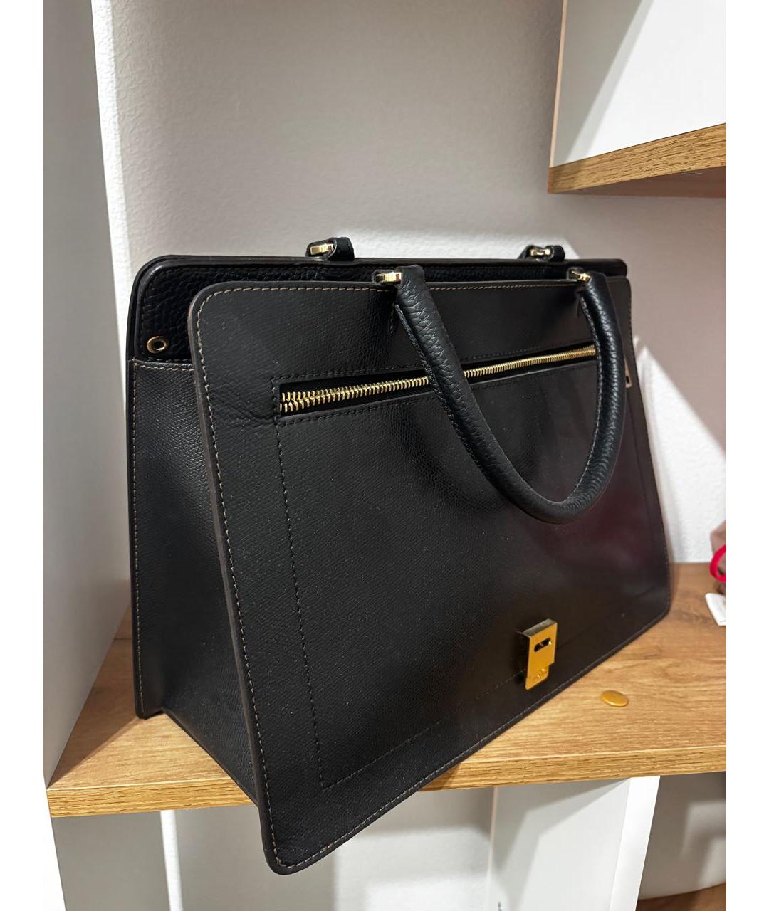 FURLA Черная кожаная сумка тоут, фото 2