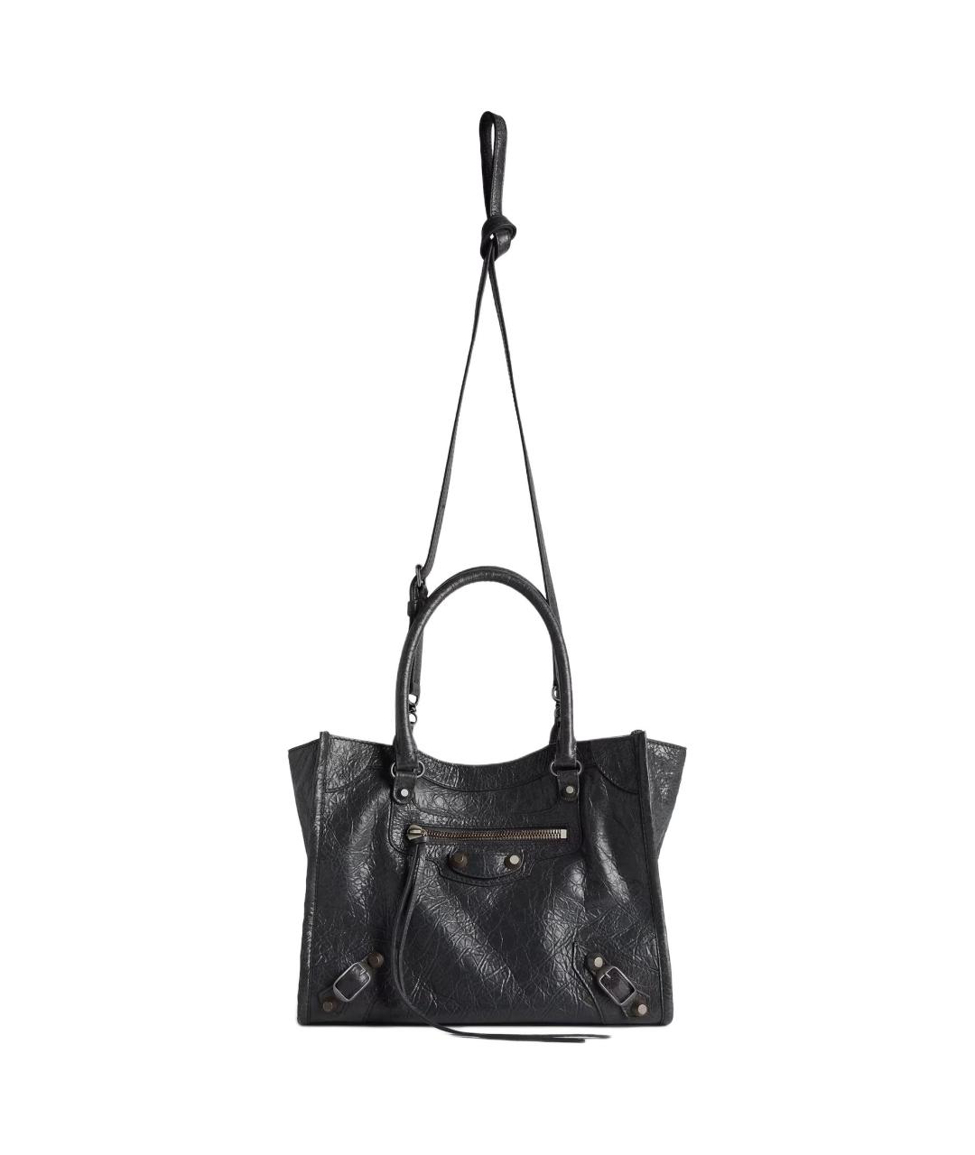 BALENCIAGA Черная кожаная сумка тоут, фото 4