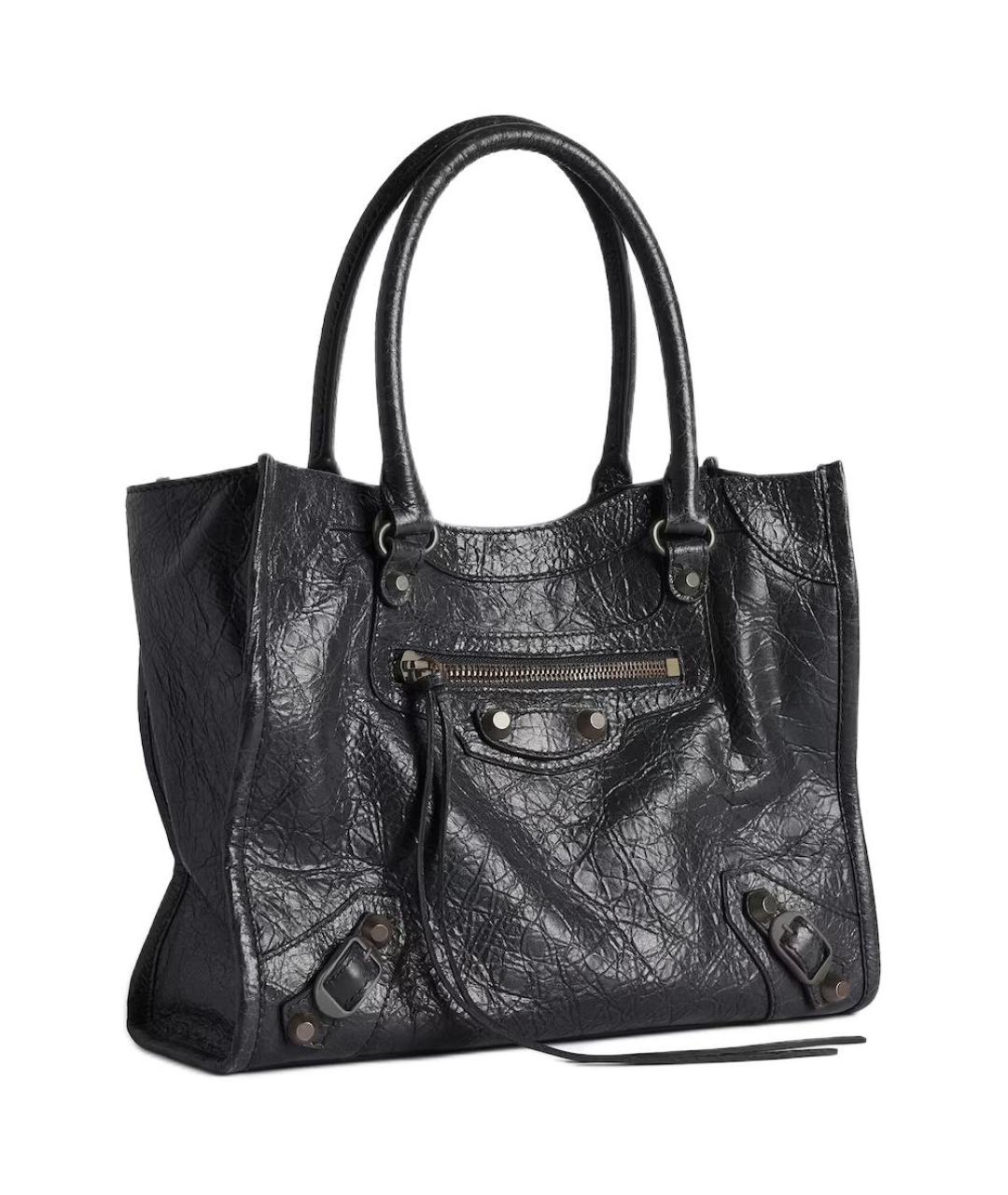 BALENCIAGA Черная кожаная сумка тоут, фото 2