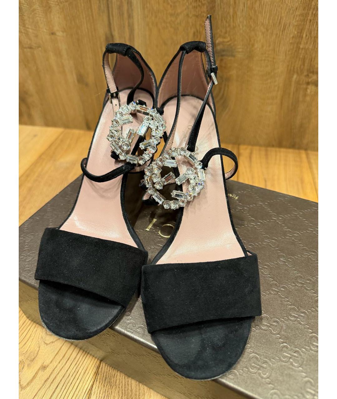 GUCCI Черные замшевые босоножки, фото 2