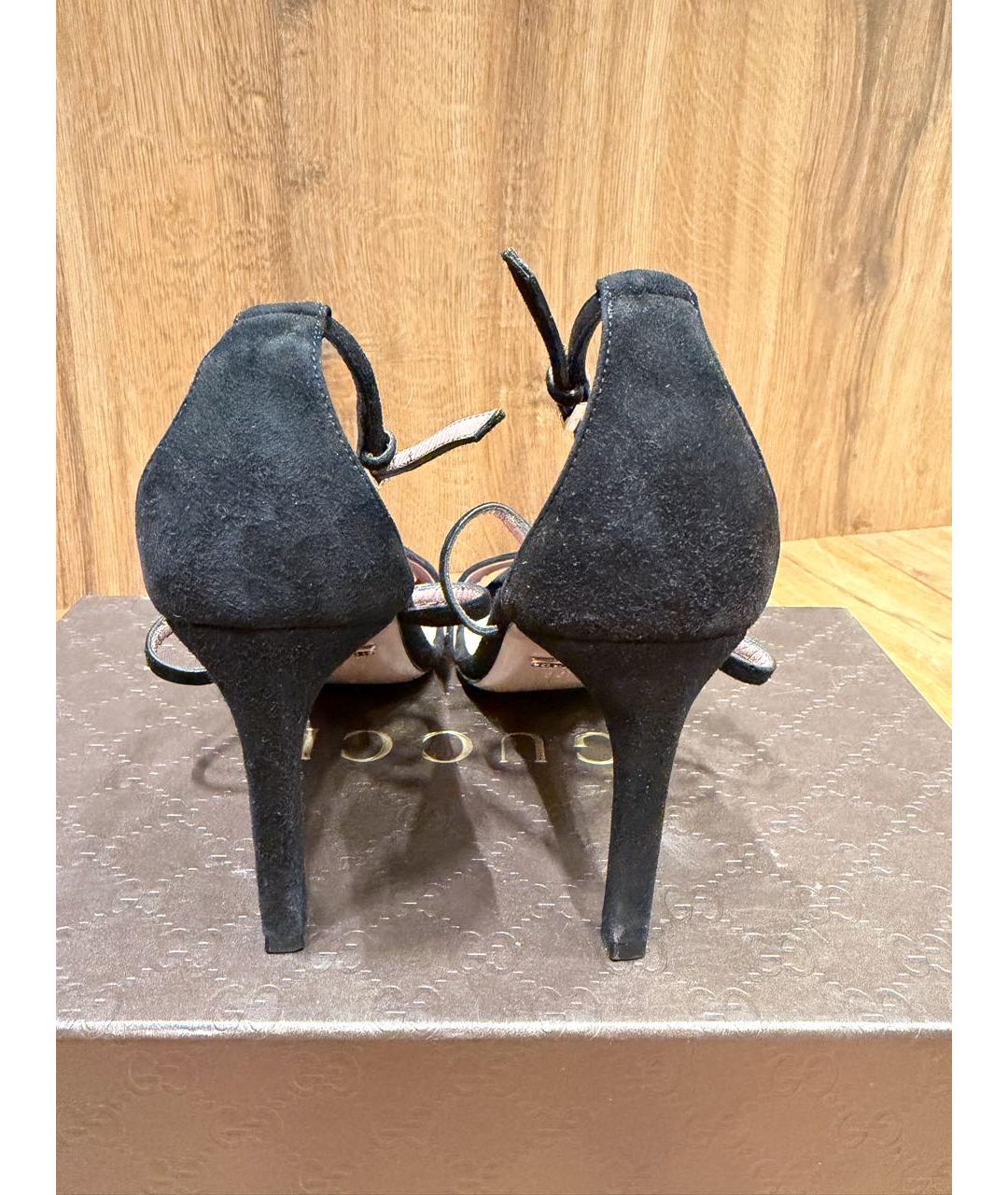 GUCCI Черные замшевые босоножки, фото 4