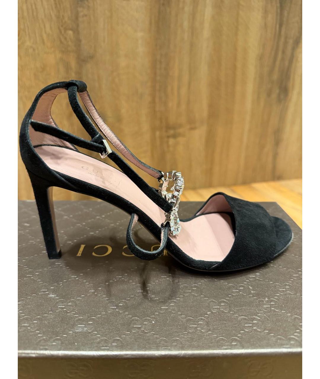 GUCCI Черные замшевые босоножки, фото 8