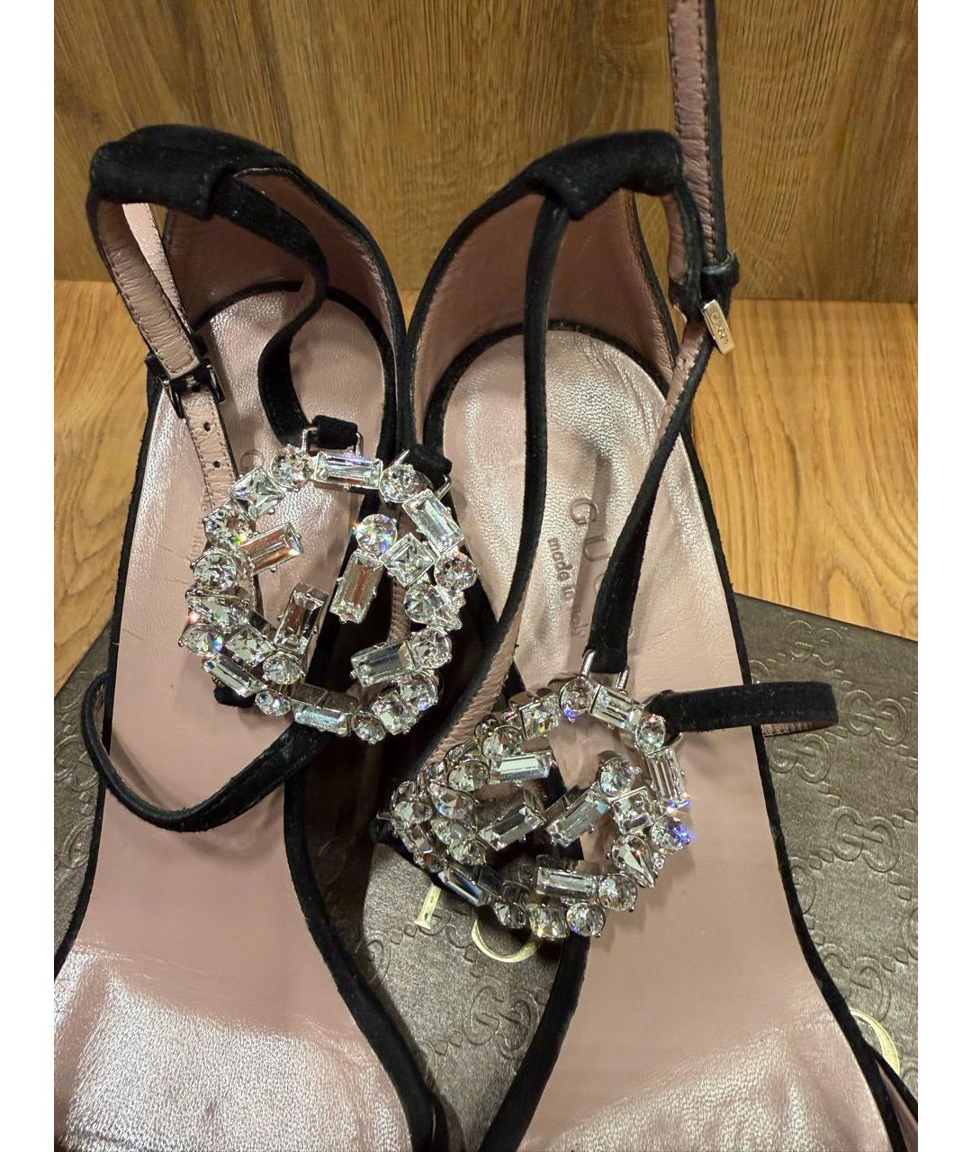 GUCCI Черные замшевые босоножки, фото 5