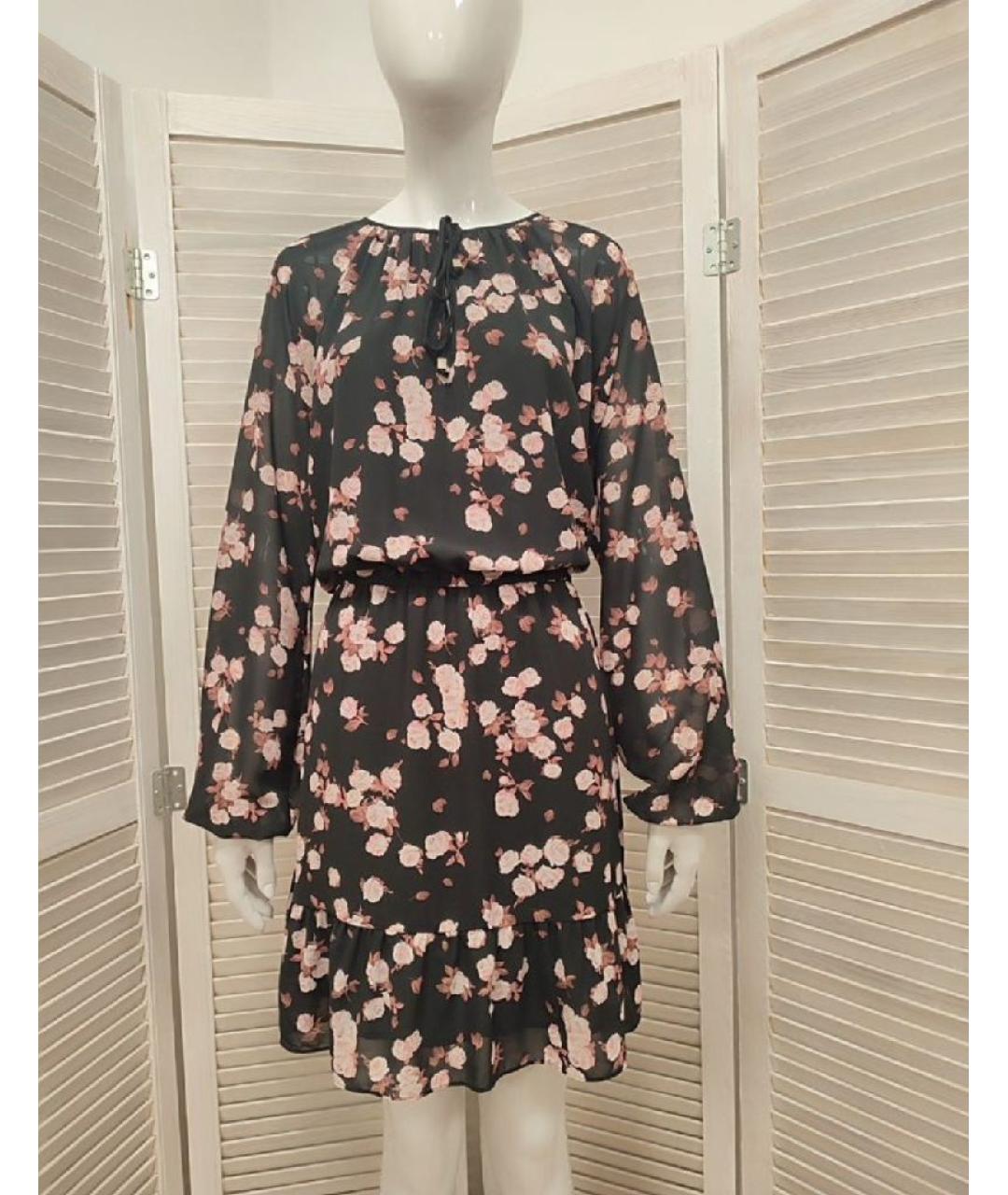 MICHAEL MICHAEL KORS Черное шифоновое повседневное платье, фото 10