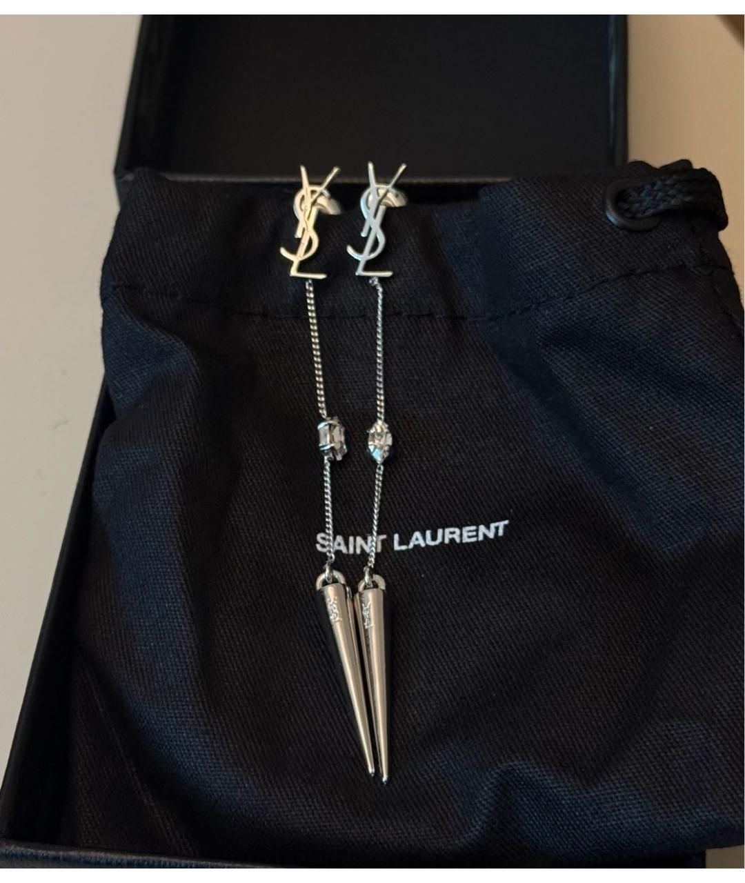SAINT LAURENT Серебряные латунные серьги, фото 5