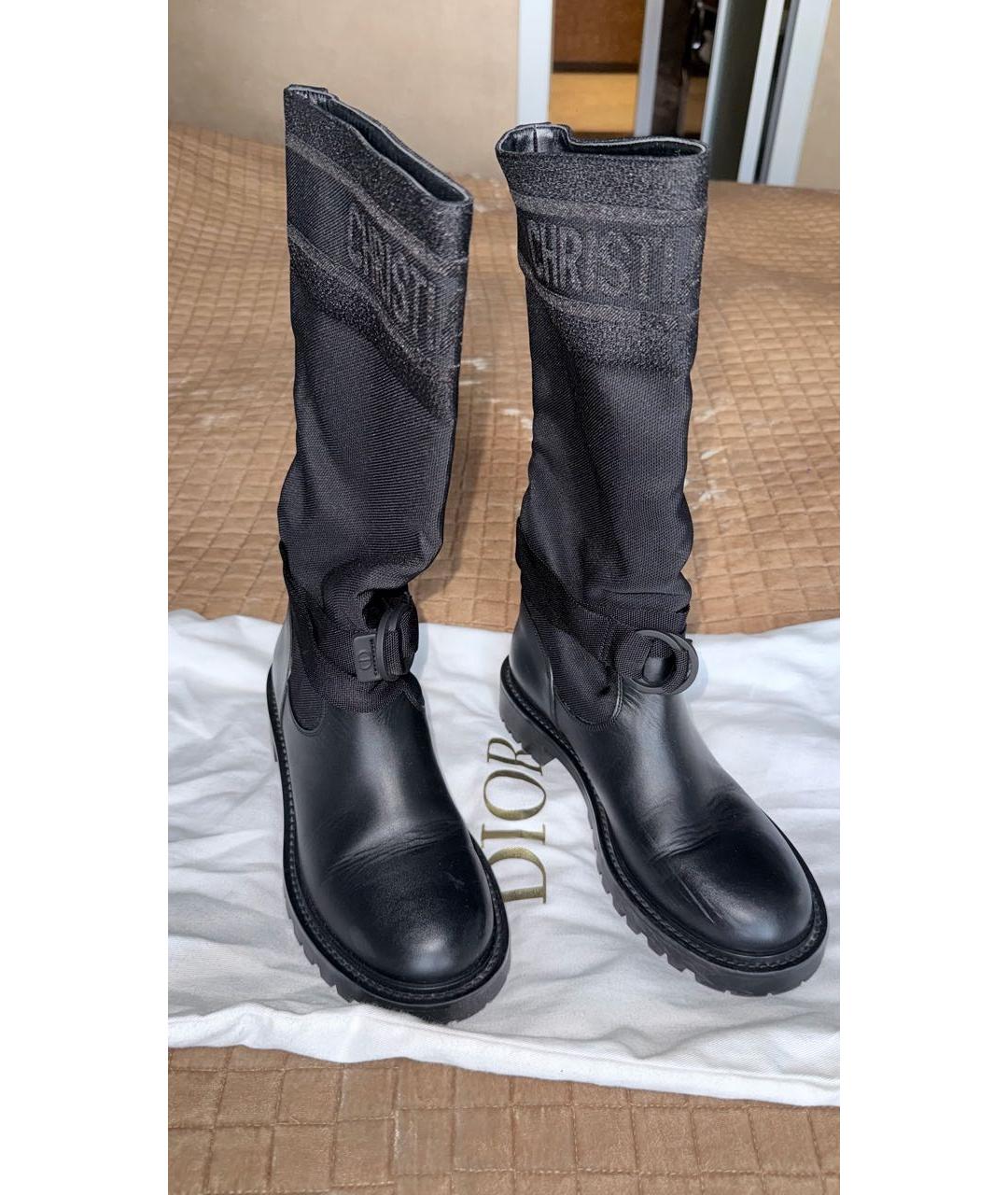 CHRISTIAN DIOR Черные кожаные сапоги, фото 2