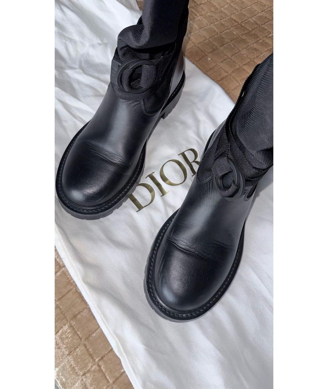 CHRISTIAN DIOR Черные кожаные сапоги, фото 3