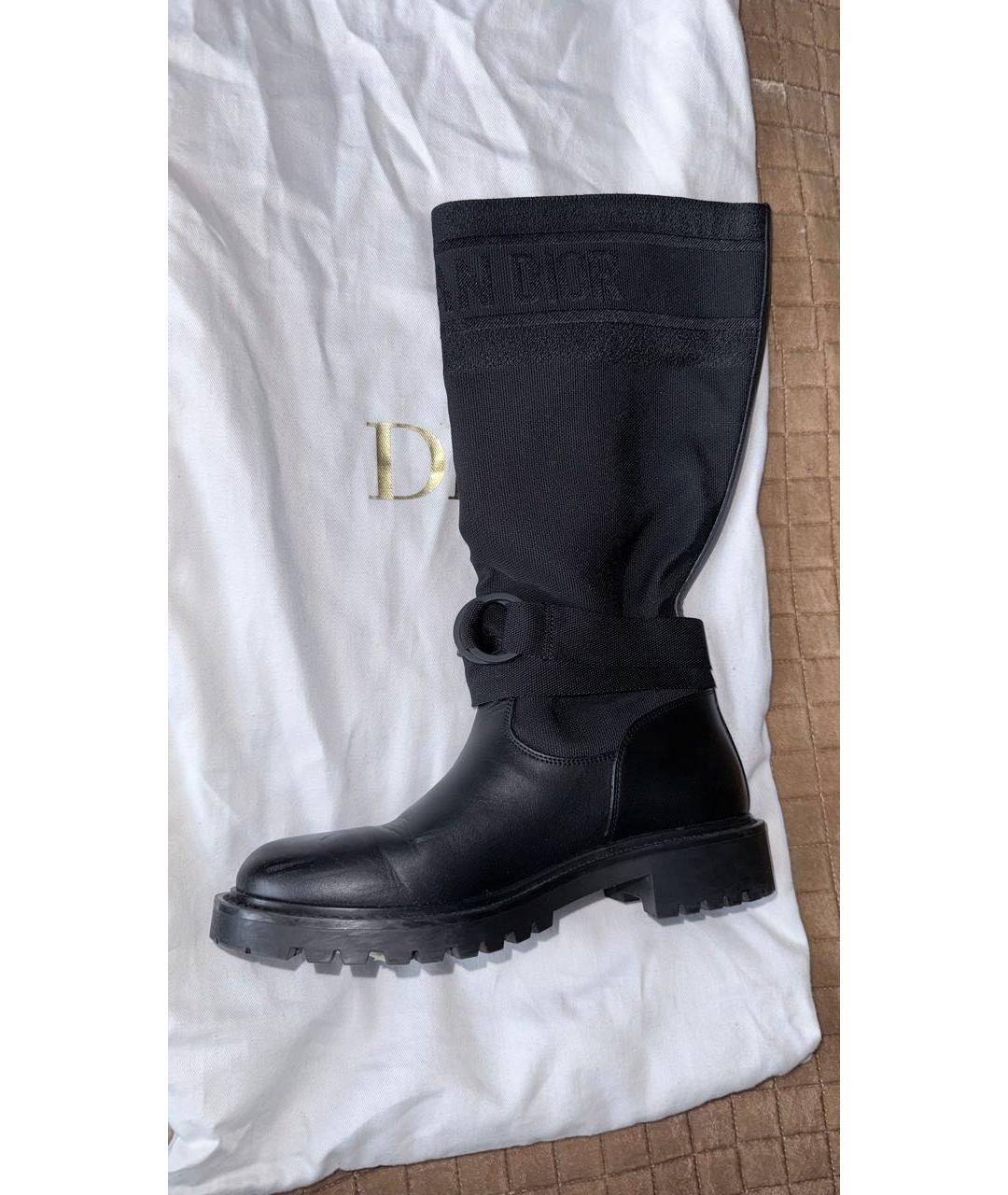 CHRISTIAN DIOR Черные кожаные сапоги, фото 8