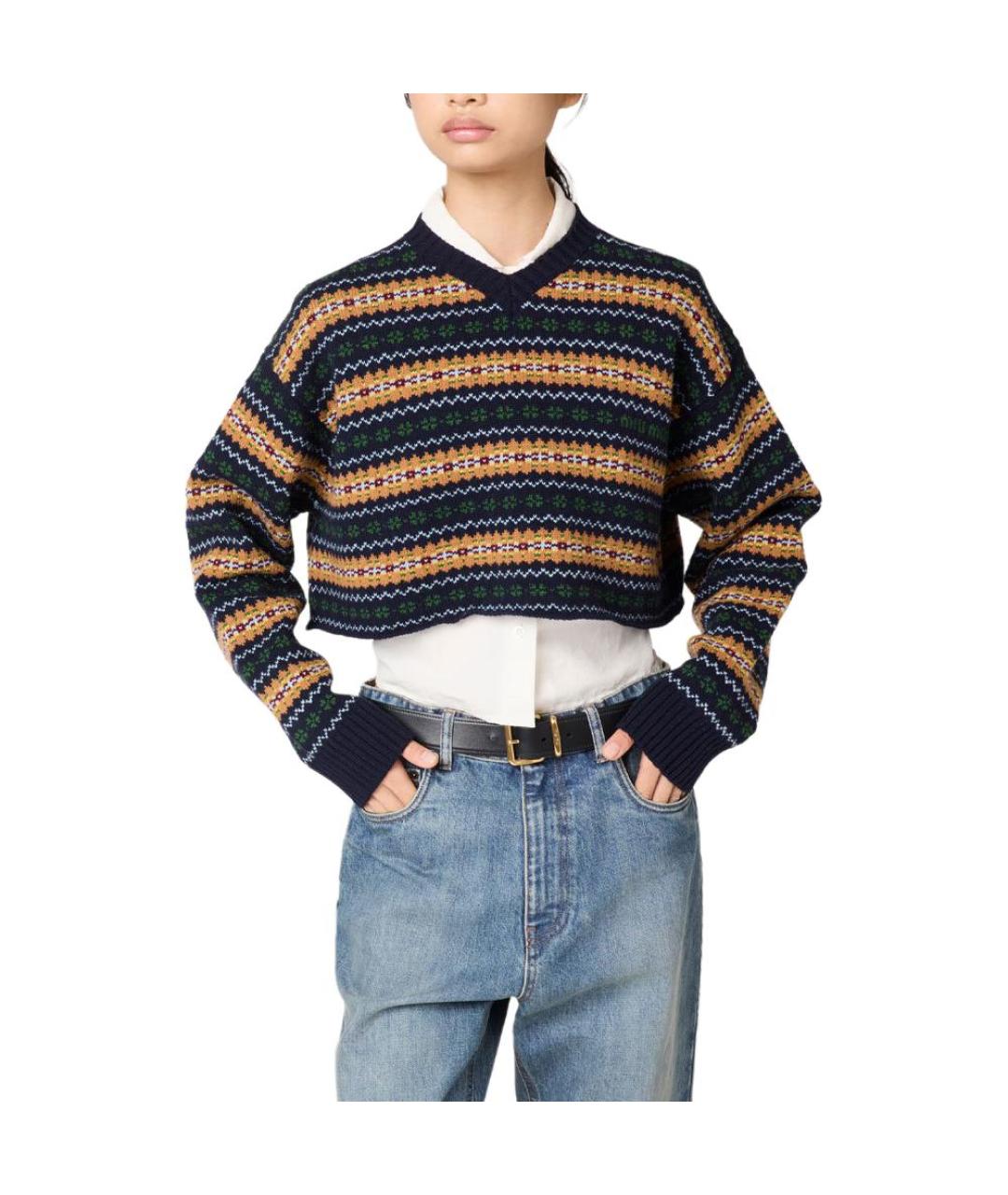 MIU MIU Темно-синий джемпер / свитер, фото 3