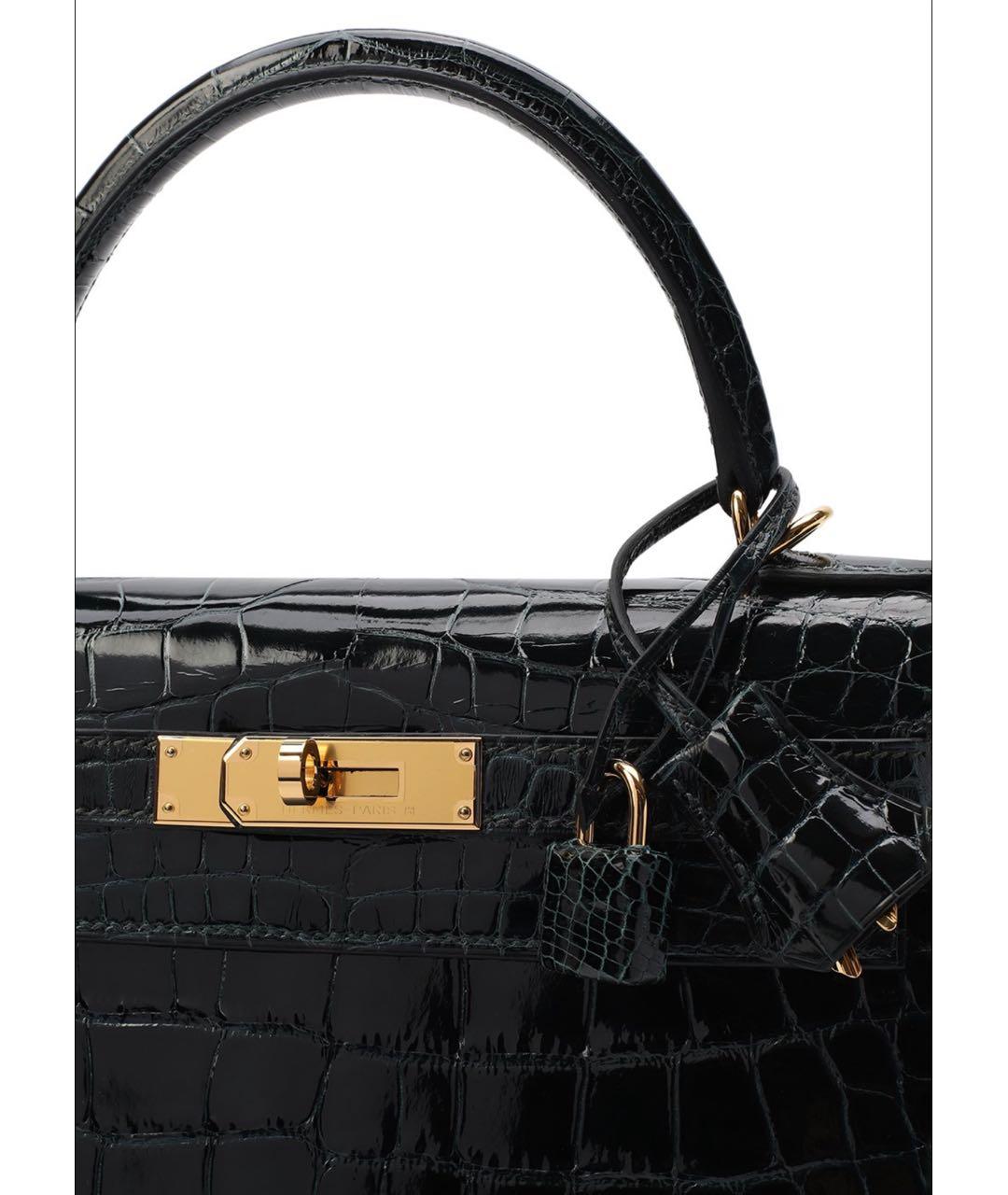 HERMES Зеленая кожаная сумка с короткими ручками, фото 2