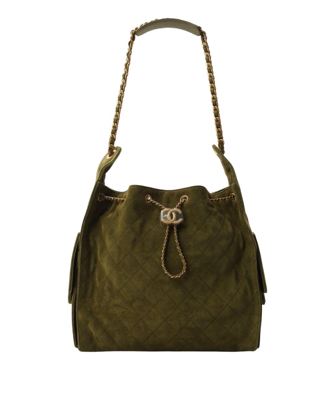 CHANEL Хаки замшевая сумка через плечо, фото 1