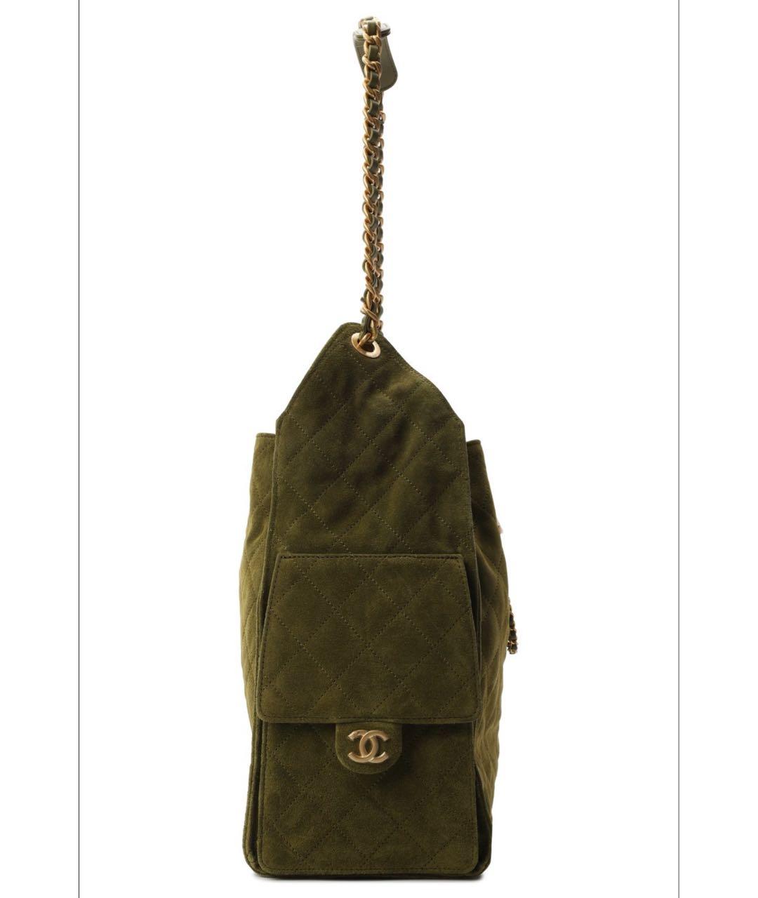 CHANEL Хаки замшевая сумка через плечо, фото 2