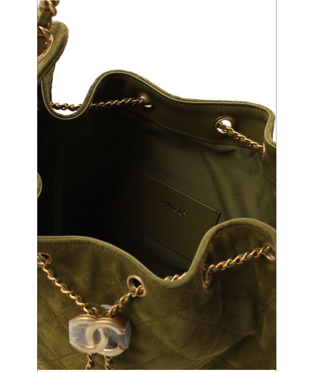 CHANEL Хаки замшевая сумка через плечо, фото 4