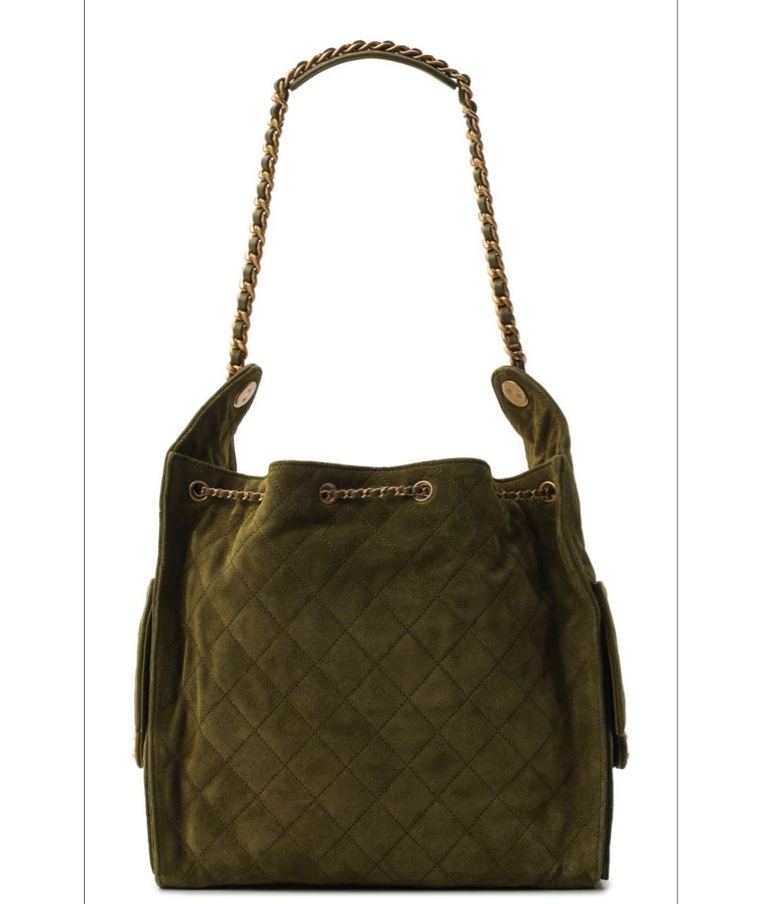 CHANEL Хаки замшевая сумка через плечо, фото 3