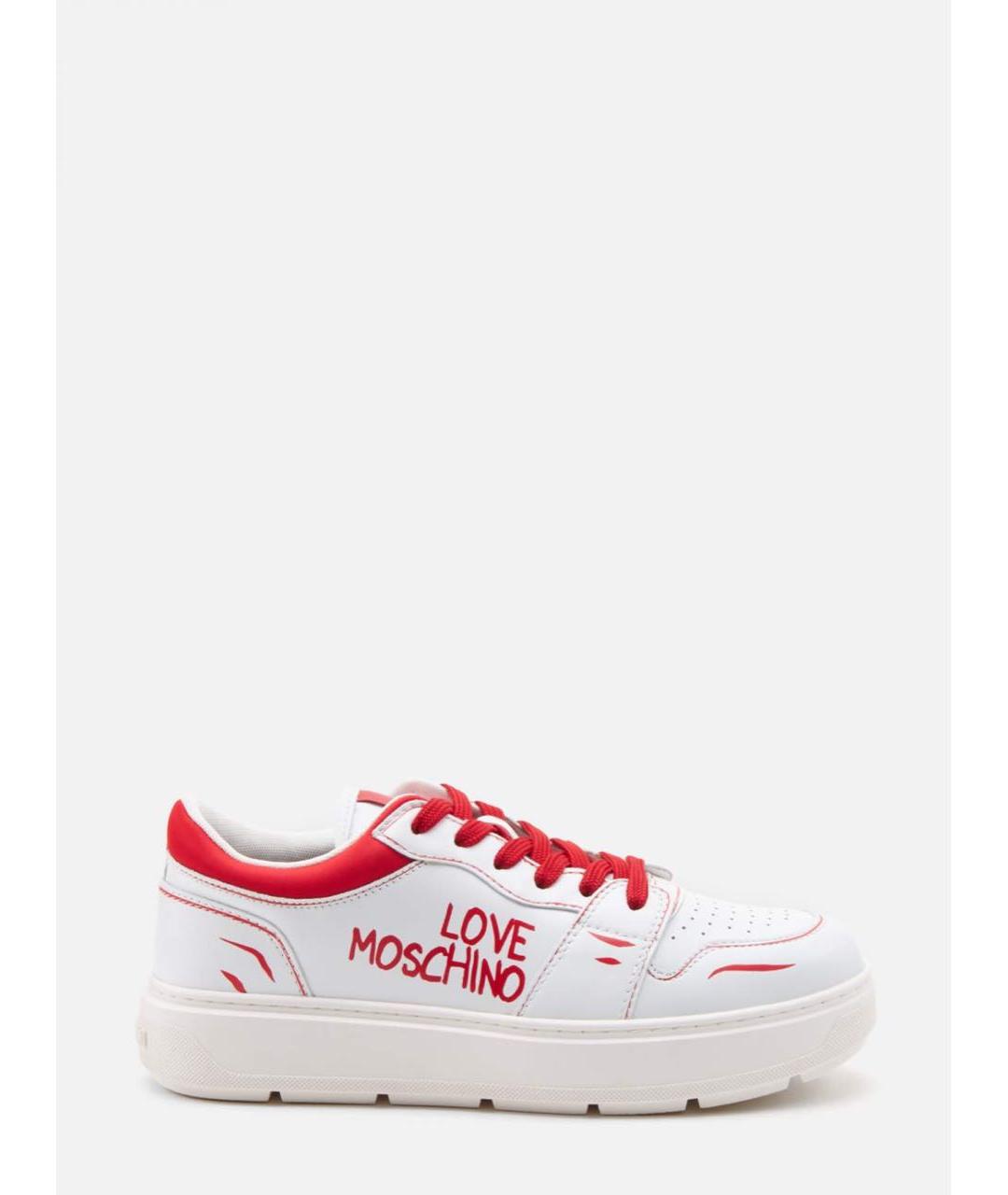 LOVE MOSCHINO Белые кожаные кеды, фото 9