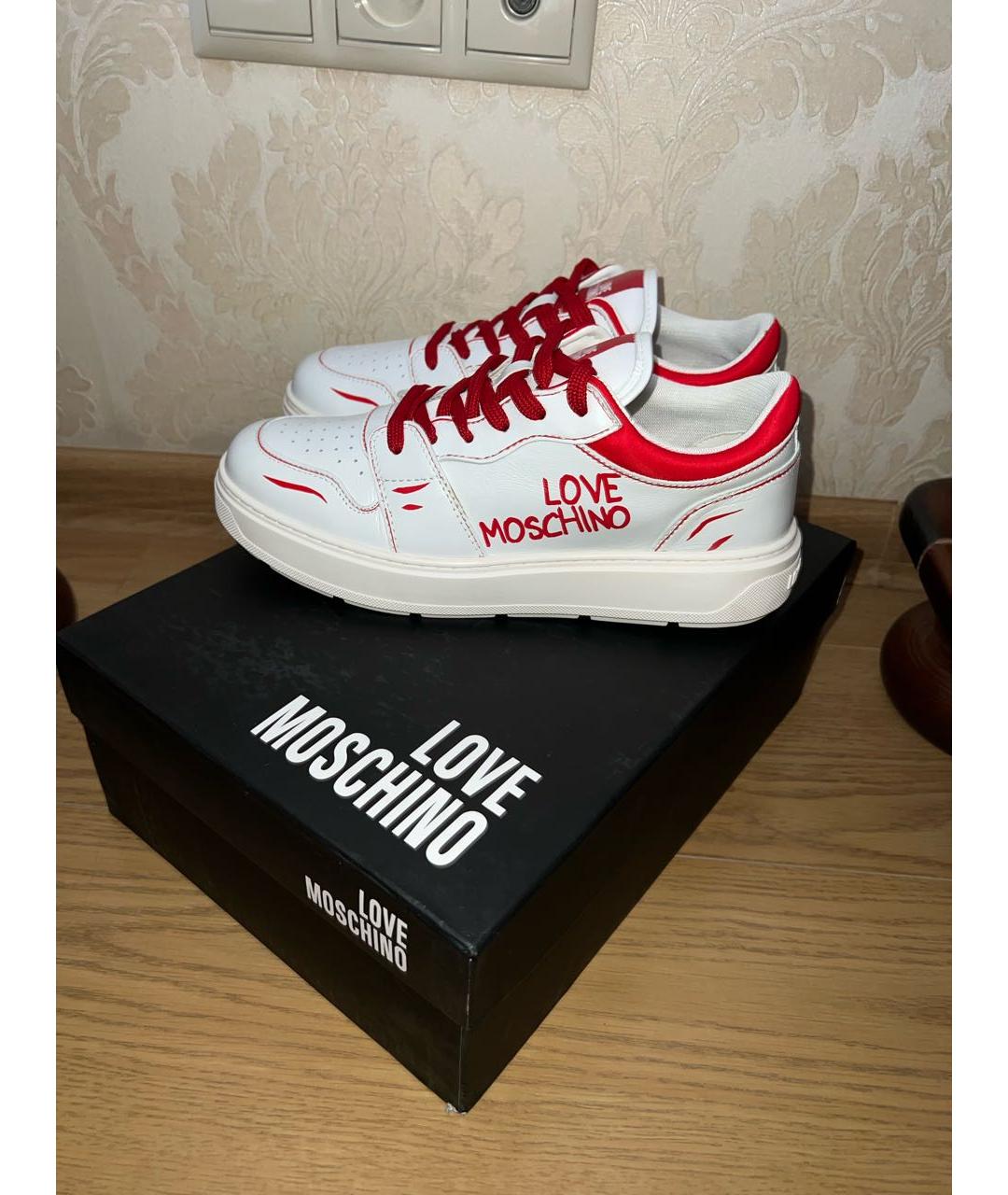 LOVE MOSCHINO Белые кожаные кеды, фото 5