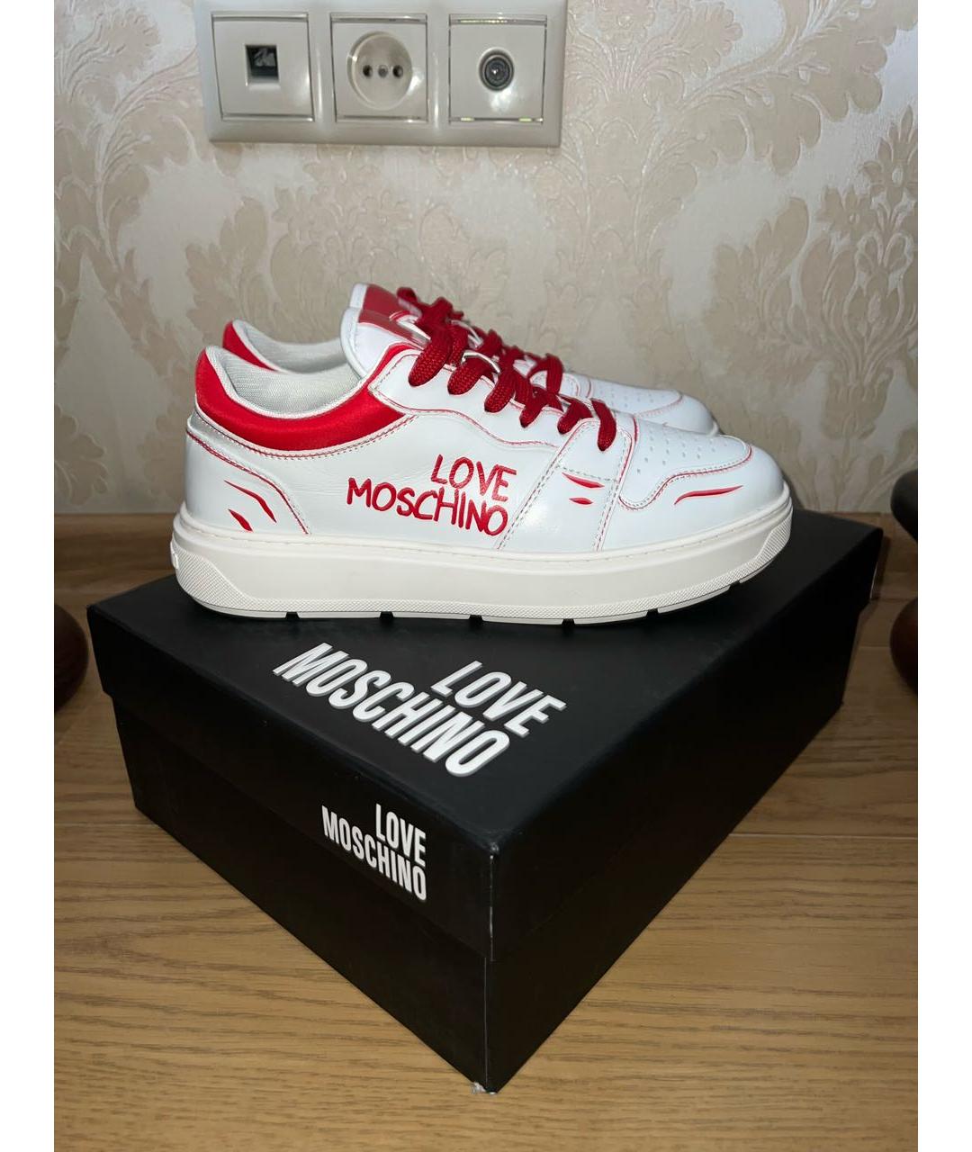 LOVE MOSCHINO Белые кожаные кеды, фото 3