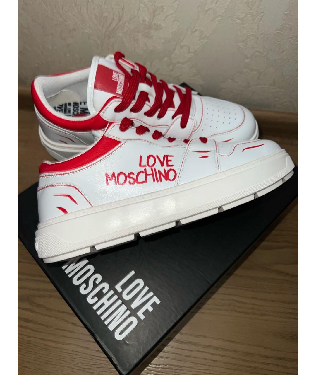 LOVE MOSCHINO Белые кожаные кеды, фото 2