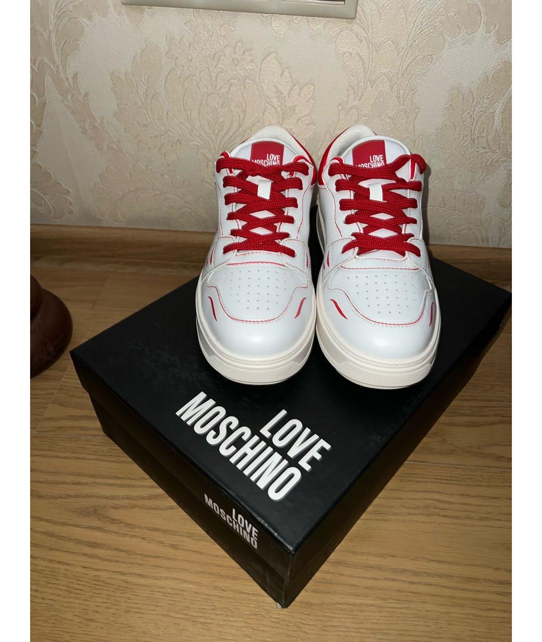 LOVE MOSCHINO Белые кожаные кеды, фото 4