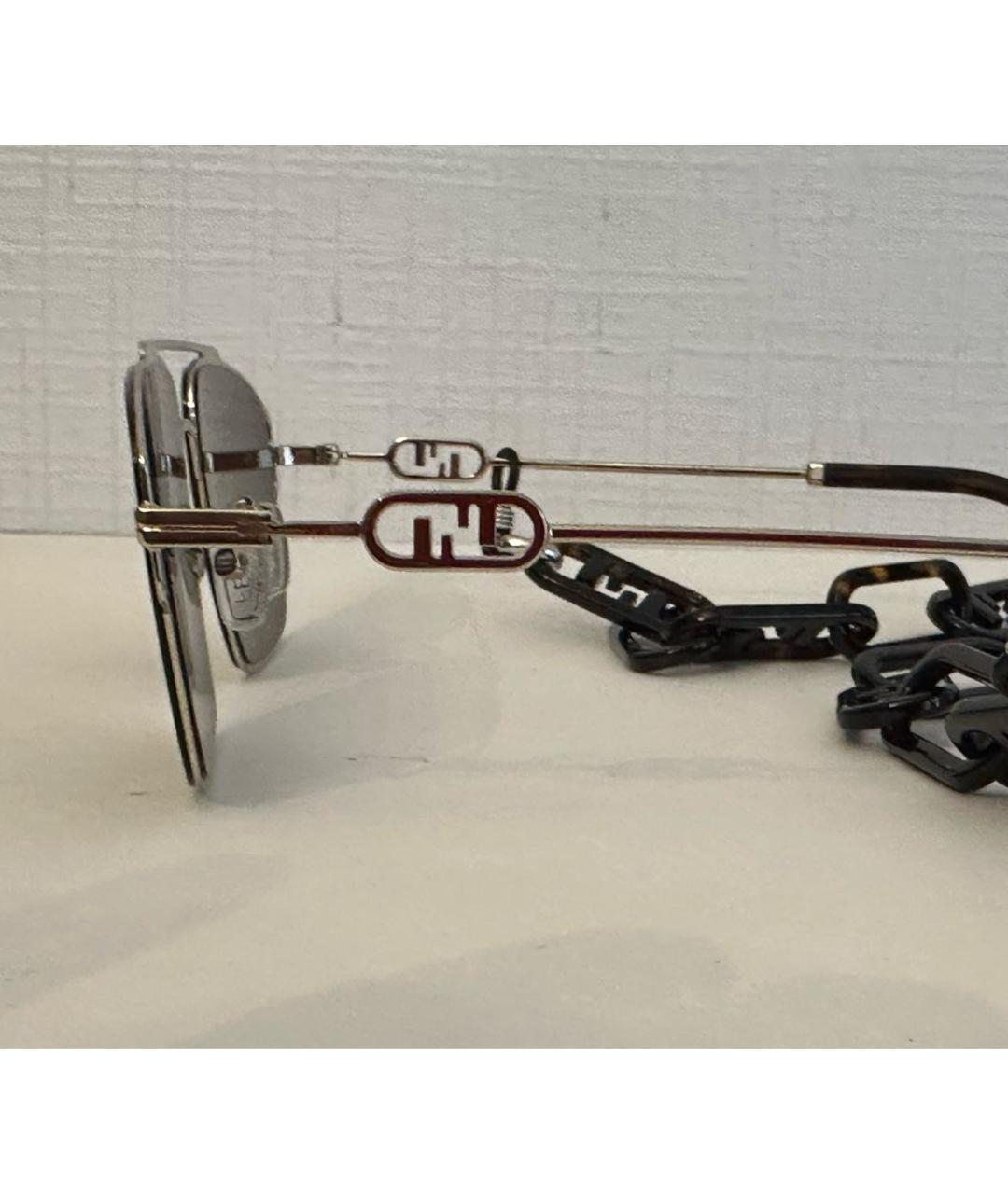 FENDI Коричневые металлические солнцезащитные очки, фото 2