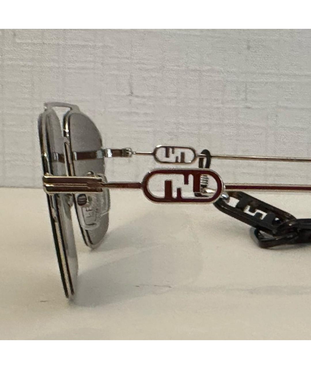 FENDI Коричневые металлические солнцезащитные очки, фото 8