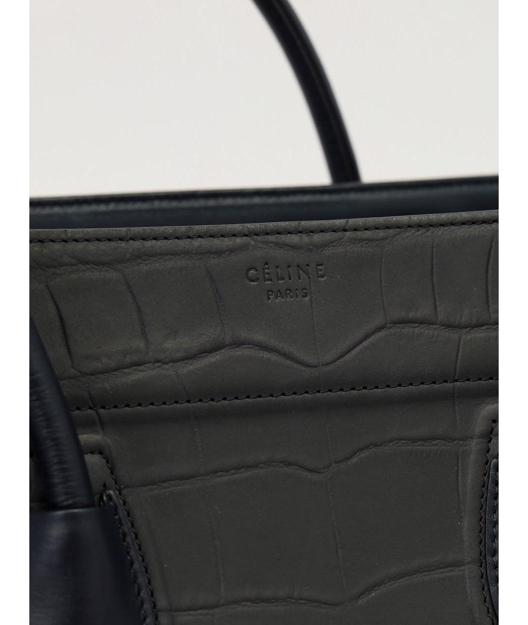 CELINE Черная кожаная сумка с короткими ручками, фото 8