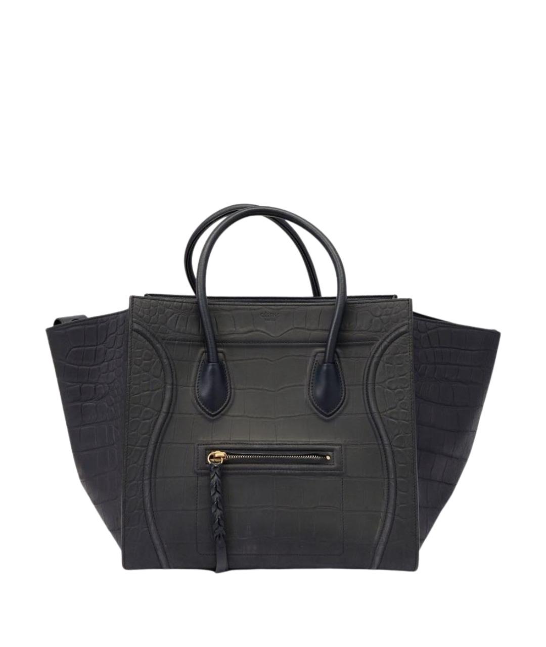 CELINE Черная кожаная сумка с короткими ручками, фото 1