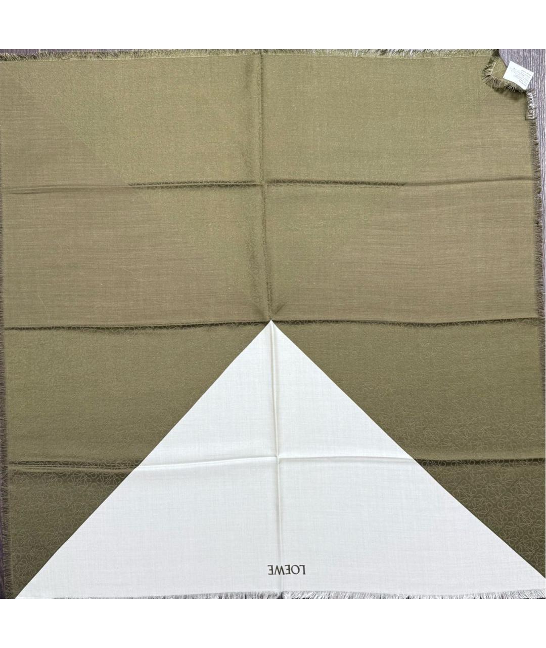 LOEWE Хаки шерстяной платок, фото 9
