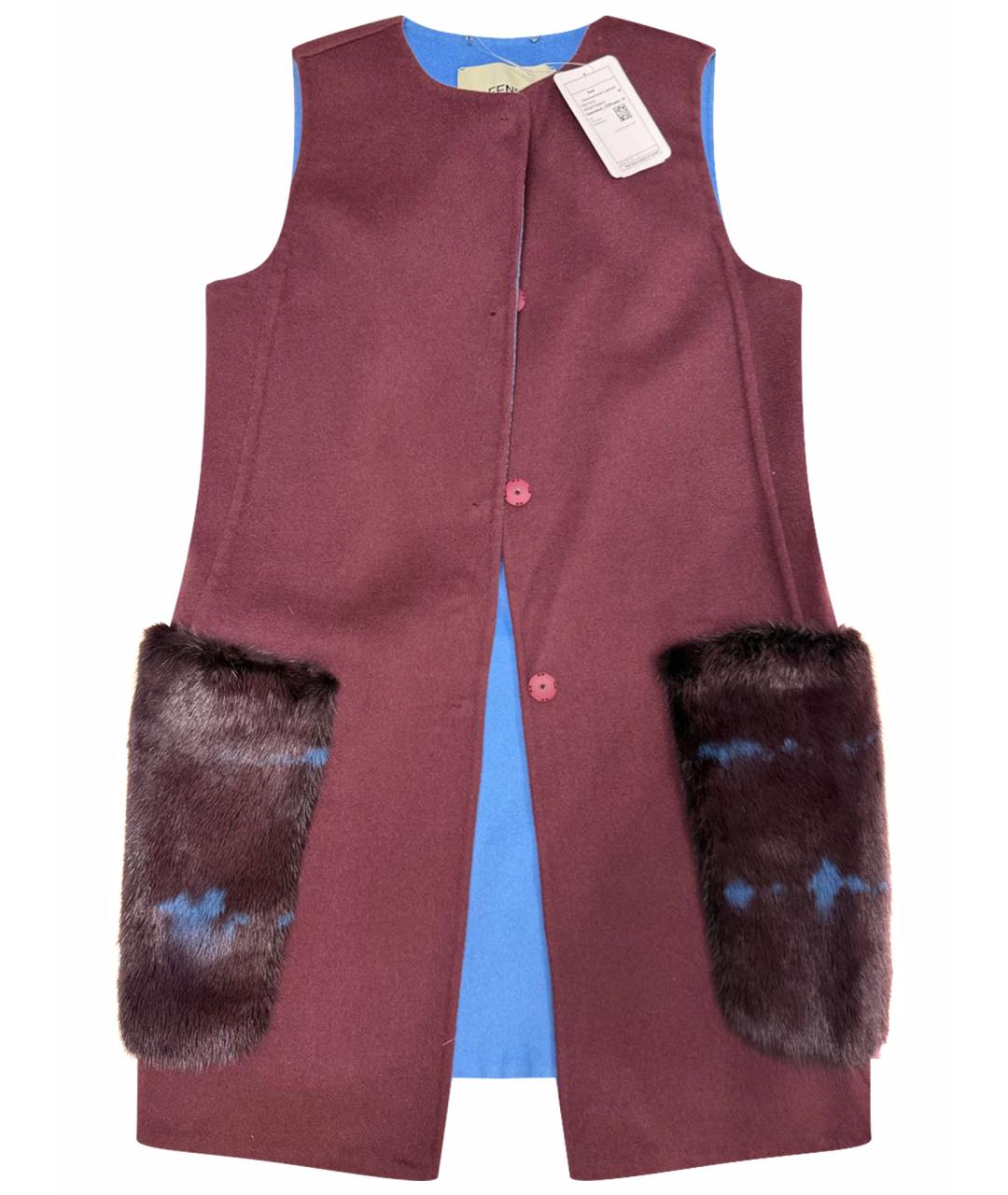 FENDI Бордовый шерстяной жилет, фото 1