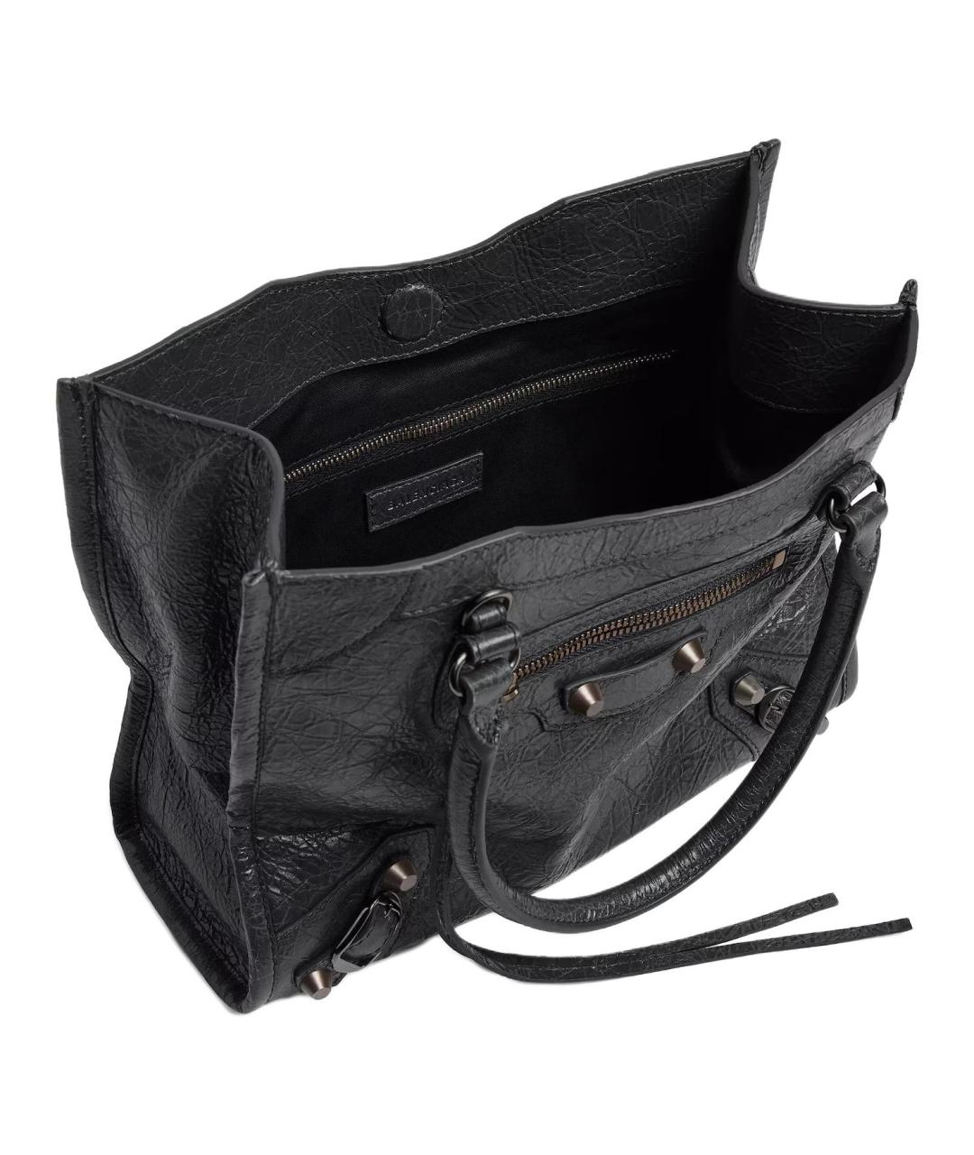 BALENCIAGA Черная кожаная сумка тоут, фото 5