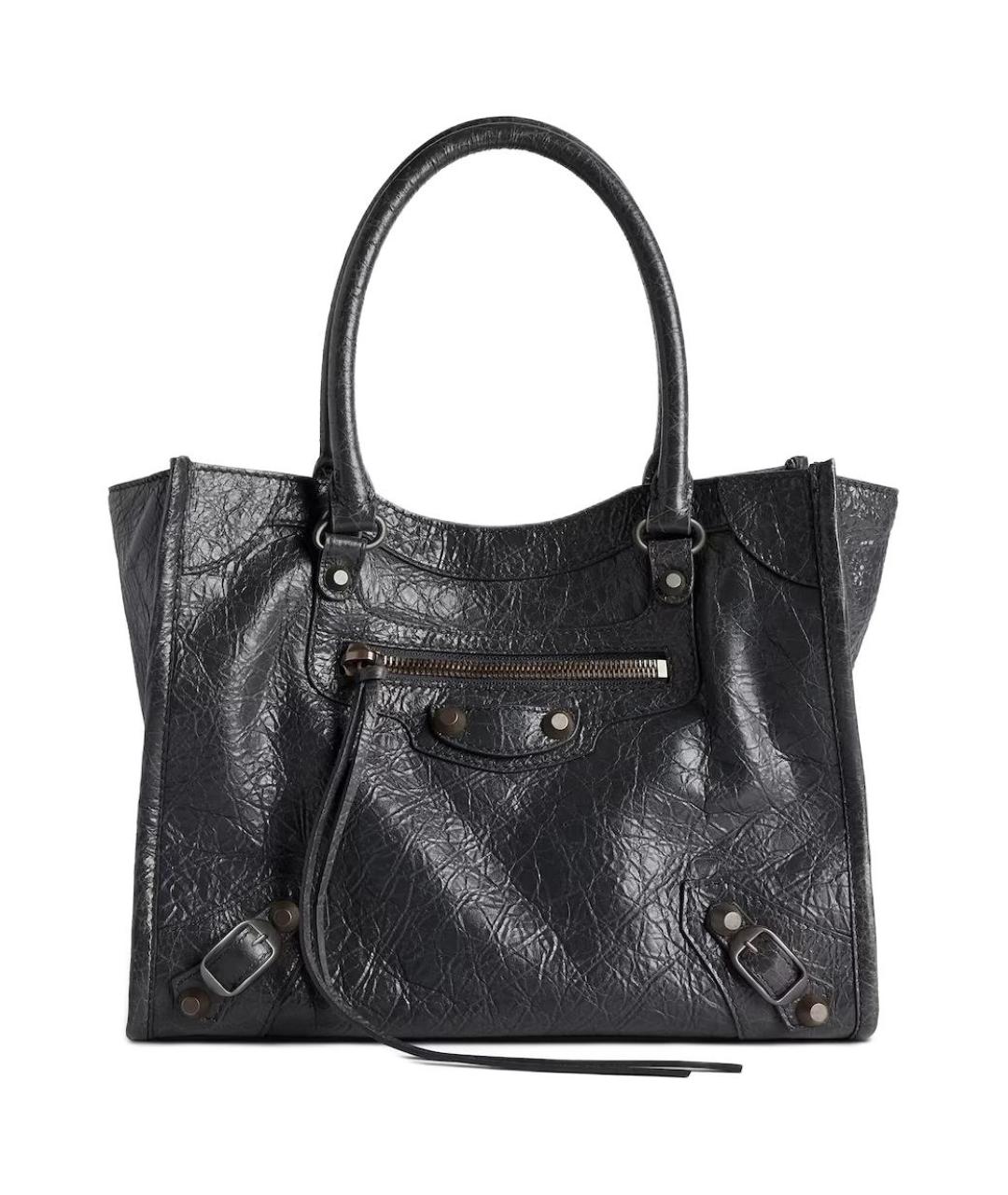 BALENCIAGA Черная кожаная сумка тоут, фото 1