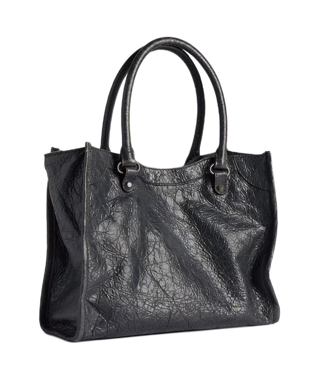 BALENCIAGA Черная кожаная сумка тоут, фото 3