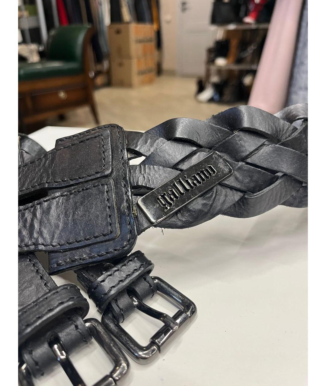 JOHN GALLIANO Черный кожаный ремень, фото 3