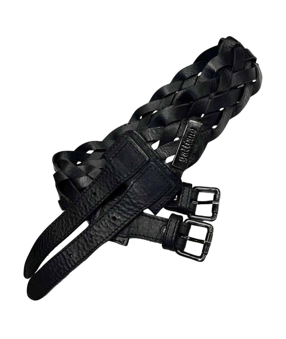 JOHN GALLIANO Черный кожаный ремень, фото 1