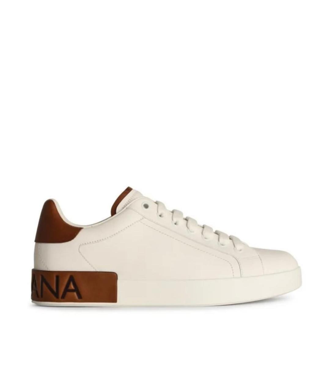 DOLCE&GABBANA Белые кожаные низкие кроссовки / кеды, фото 6