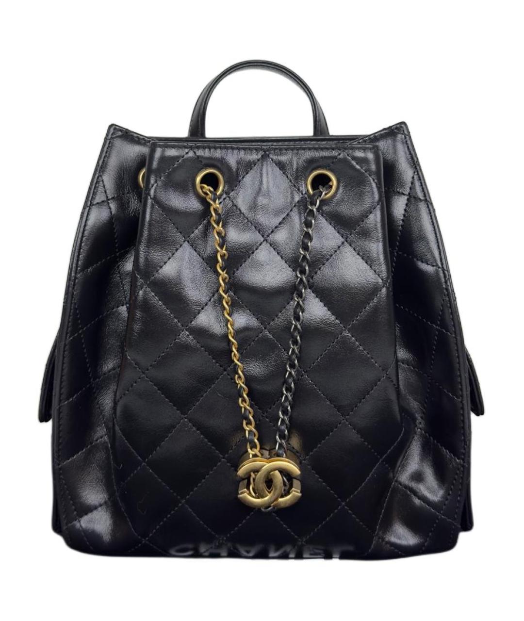CHANEL Черный кожаный рюкзак, фото 1