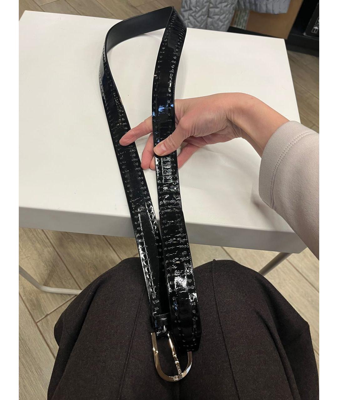 LOEWE Черный ремень из лакированной кожи, фото 5