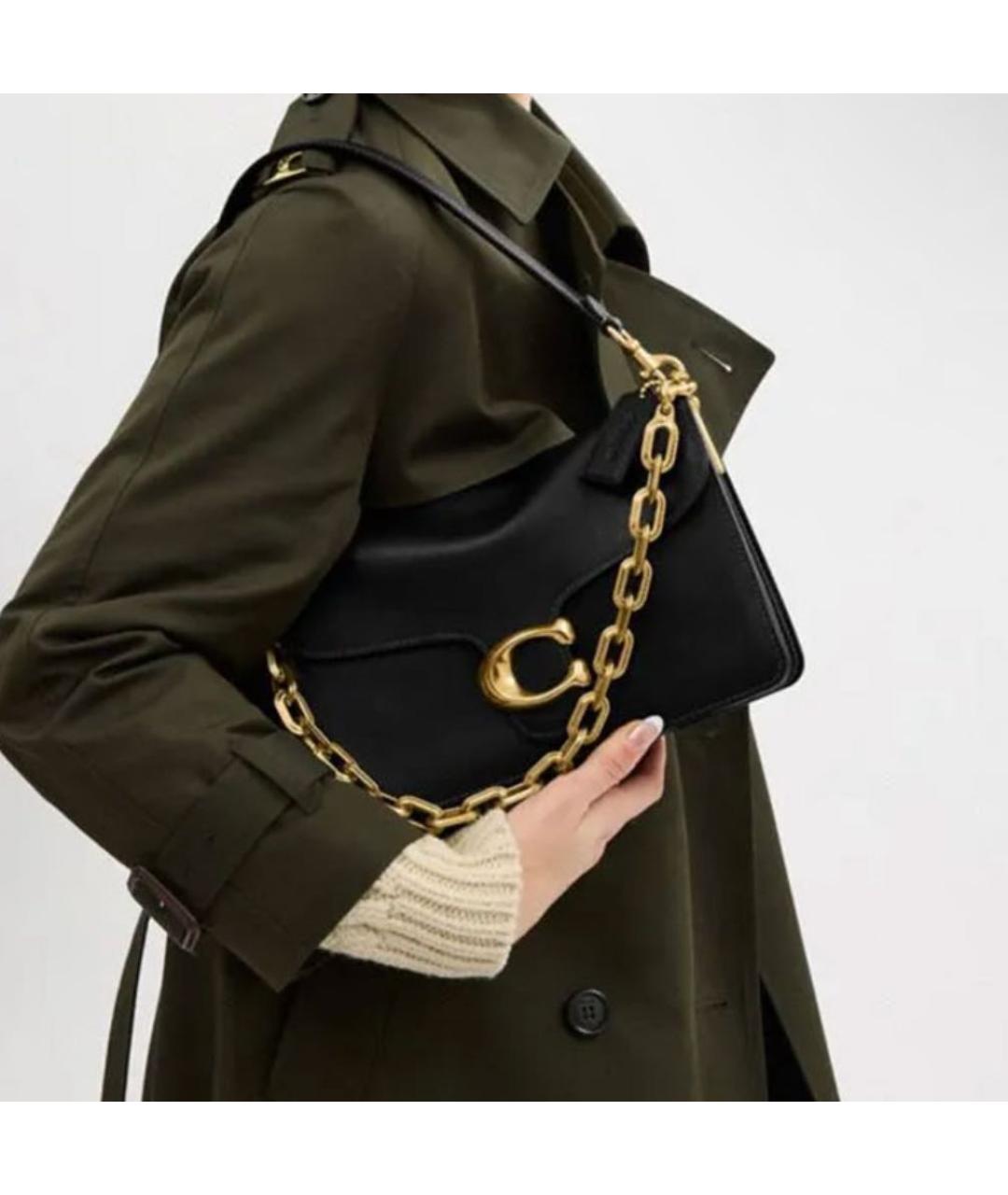 COACH Черная кожаная сумка через плечо, фото 4