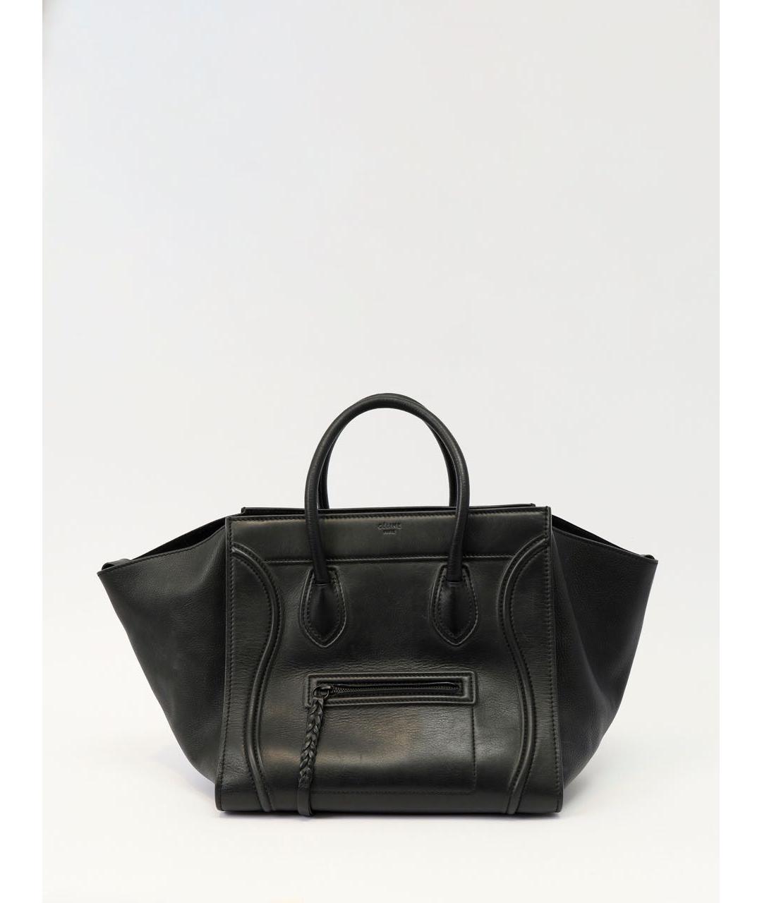 CELINE Черная кожаная сумка тоут, фото 9