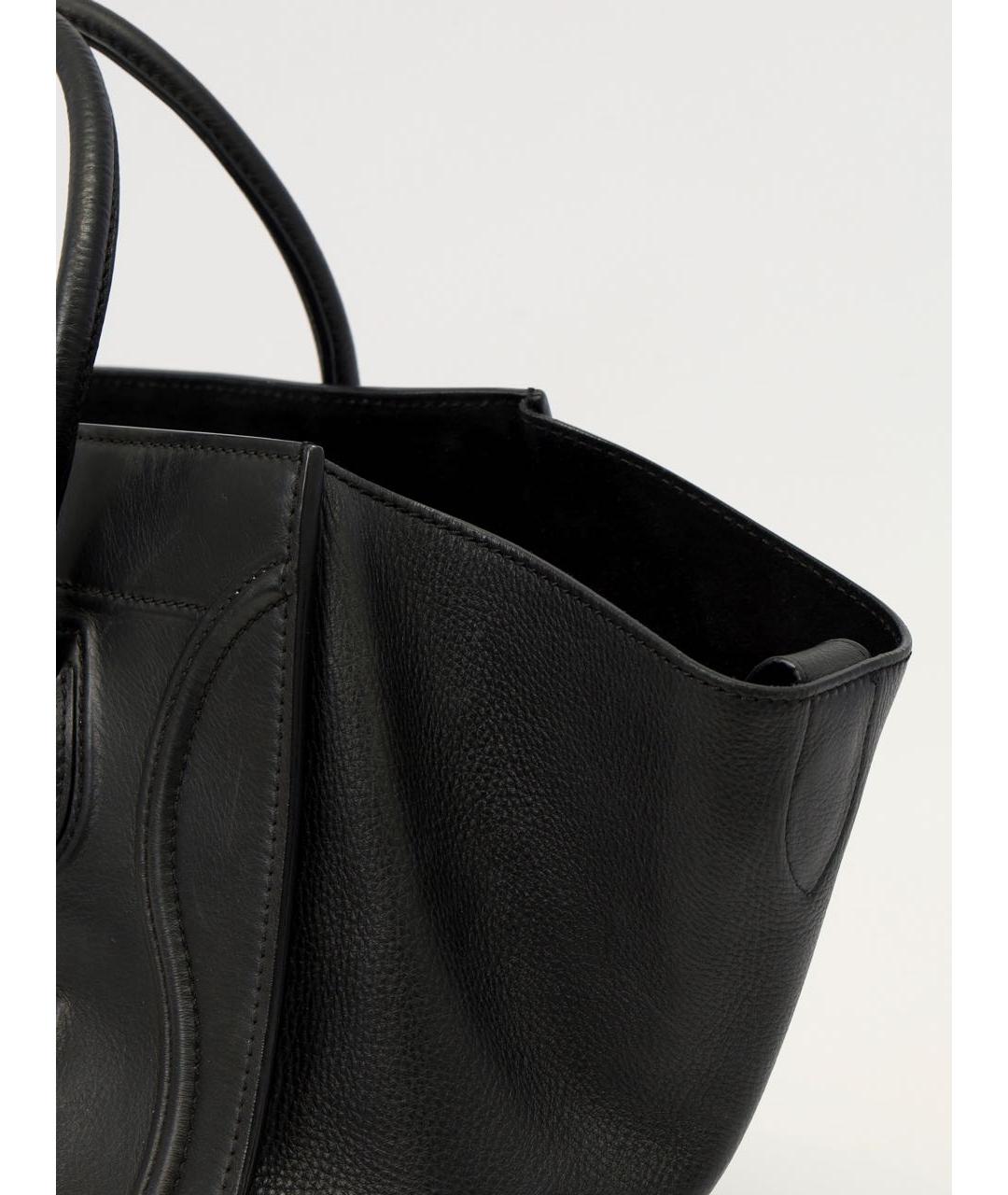 CELINE Черная кожаная сумка тоут, фото 8