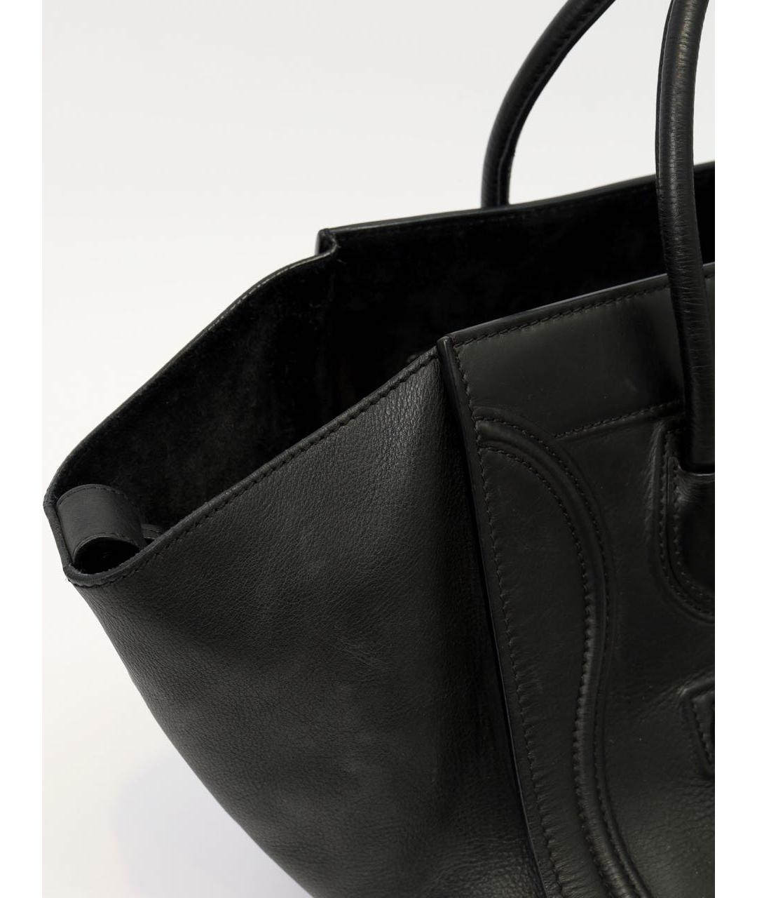 CELINE Черная кожаная сумка тоут, фото 7