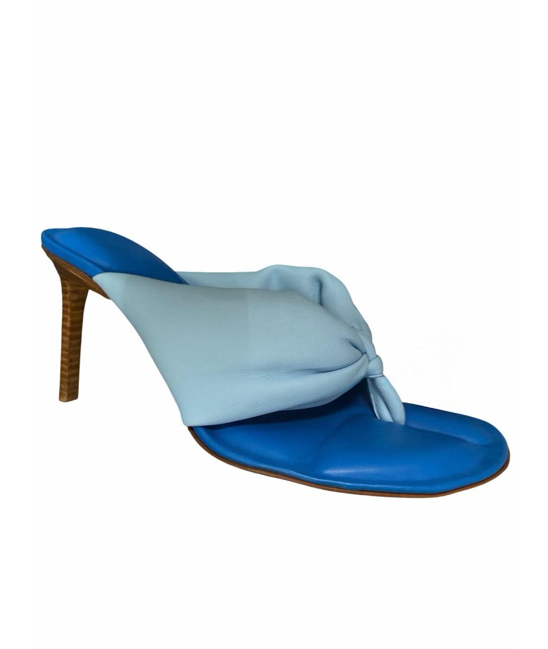 JACQUEMUS Голубые кожаные мюли, фото 5