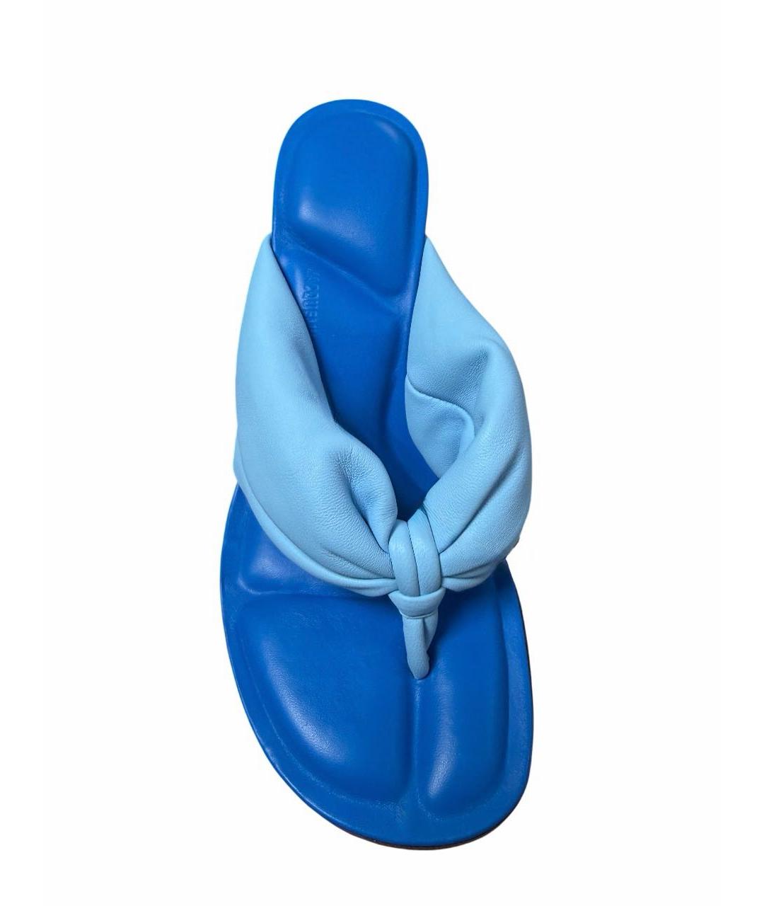 JACQUEMUS Голубые кожаные мюли, фото 3