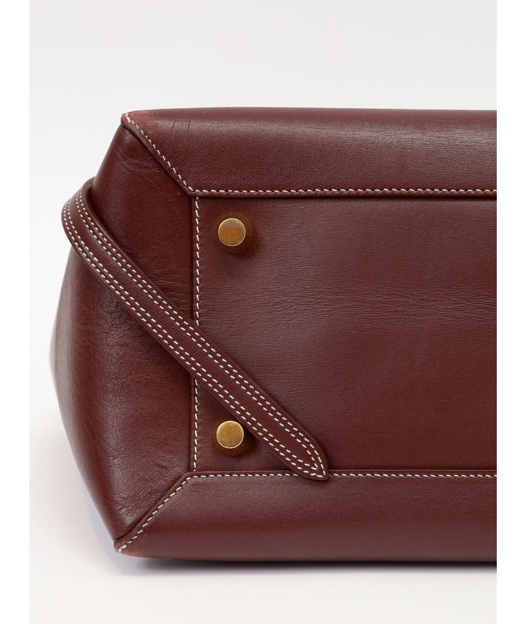 CELINE Бордовая кожаная сумка с короткими ручками, фото 7
