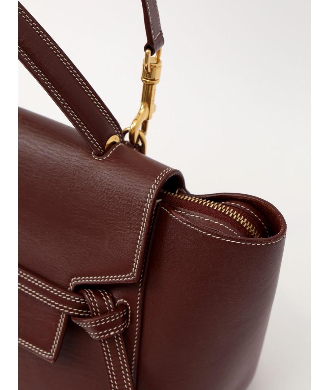 CELINE Бордовая кожаная сумка с короткими ручками, фото 6